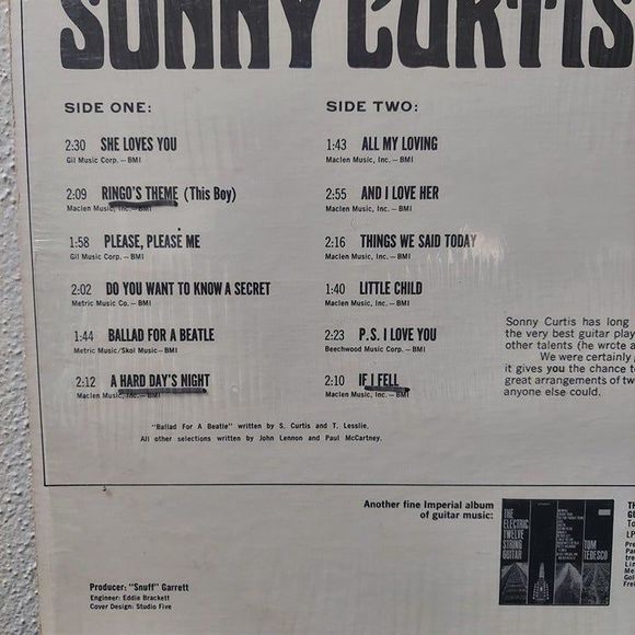 Sonny Curtis - Beatles Hits Flamenco Guitar Style Vinyl LP 1964 Imperial LP-9276 - Picture 4 of 11